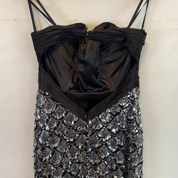 SEAN COLLECTION black and silver sequin maxi strapless dress - Picture 4 of 6